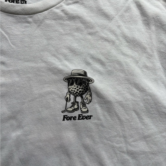 White Graphic golf Tee with Front Design - Picture 2 of 4
